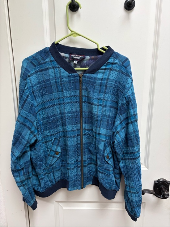 Johnny Was Jackets & Blazers - Johnny Was Multi-Blue Textured Bomber Jacket